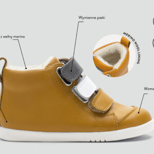 Buty zimowe dziecięce Bobux Hi Court Switch Arctic Butterscotch (White + Smoke)