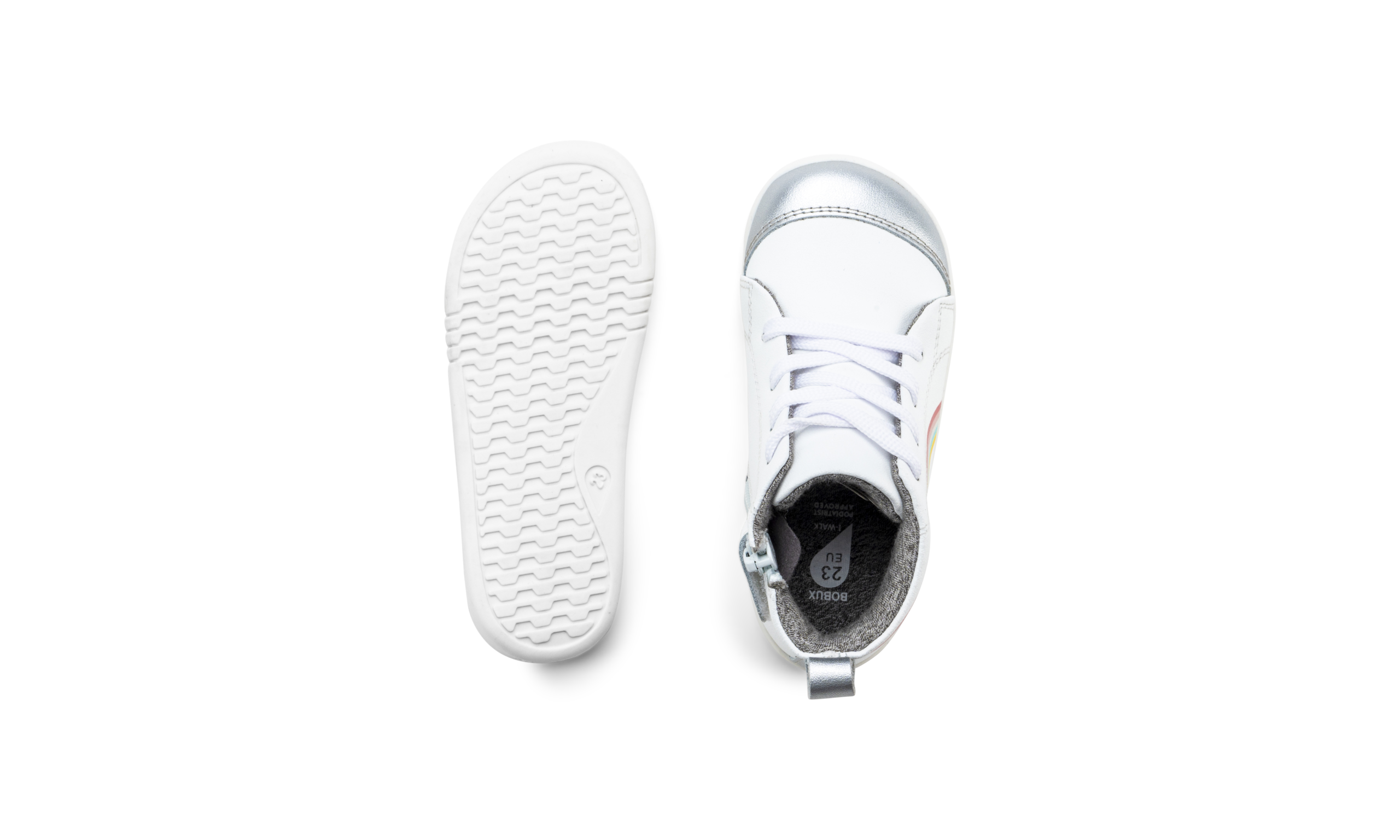 Buty dziecięce Bobux Alley-Oop White + Silver + Rainbow 731511