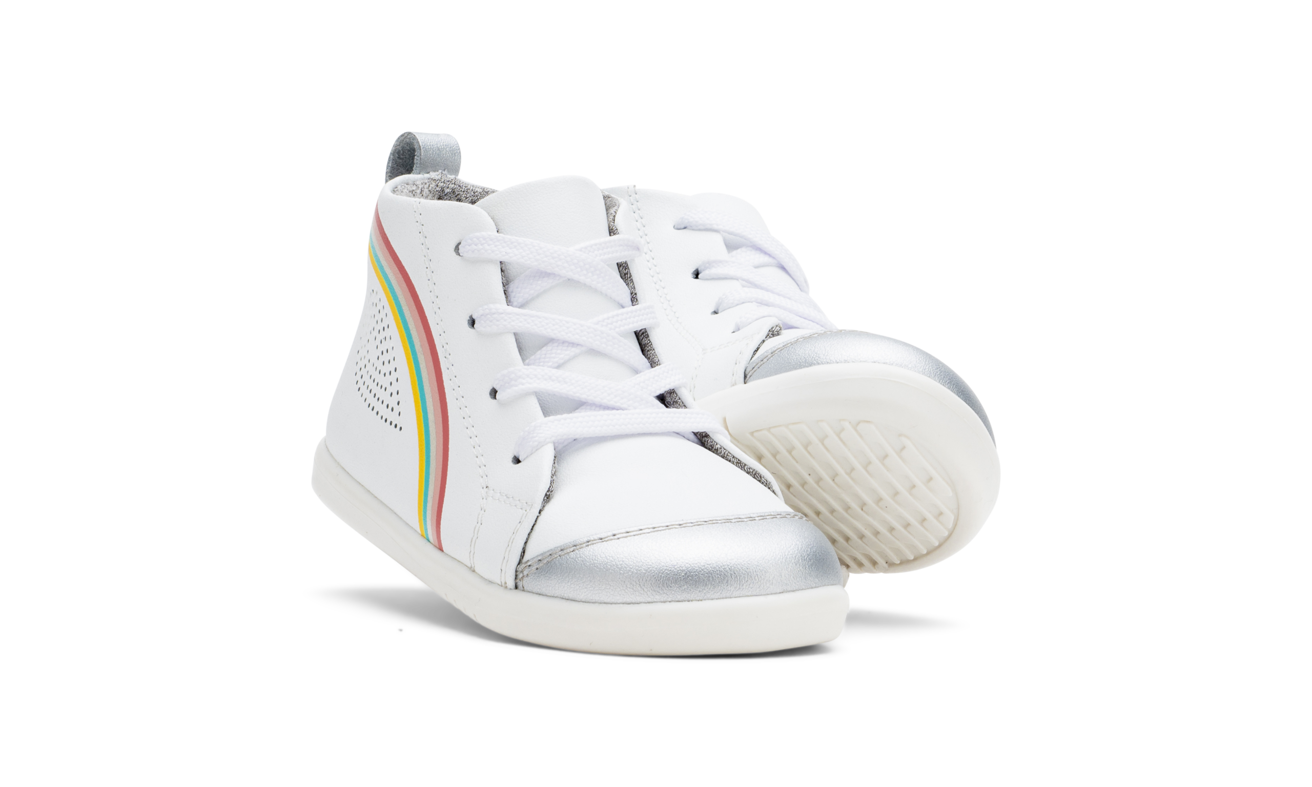 Buty dziecięce Bobux Alley-Oop White + Silver + Rainbow 731511