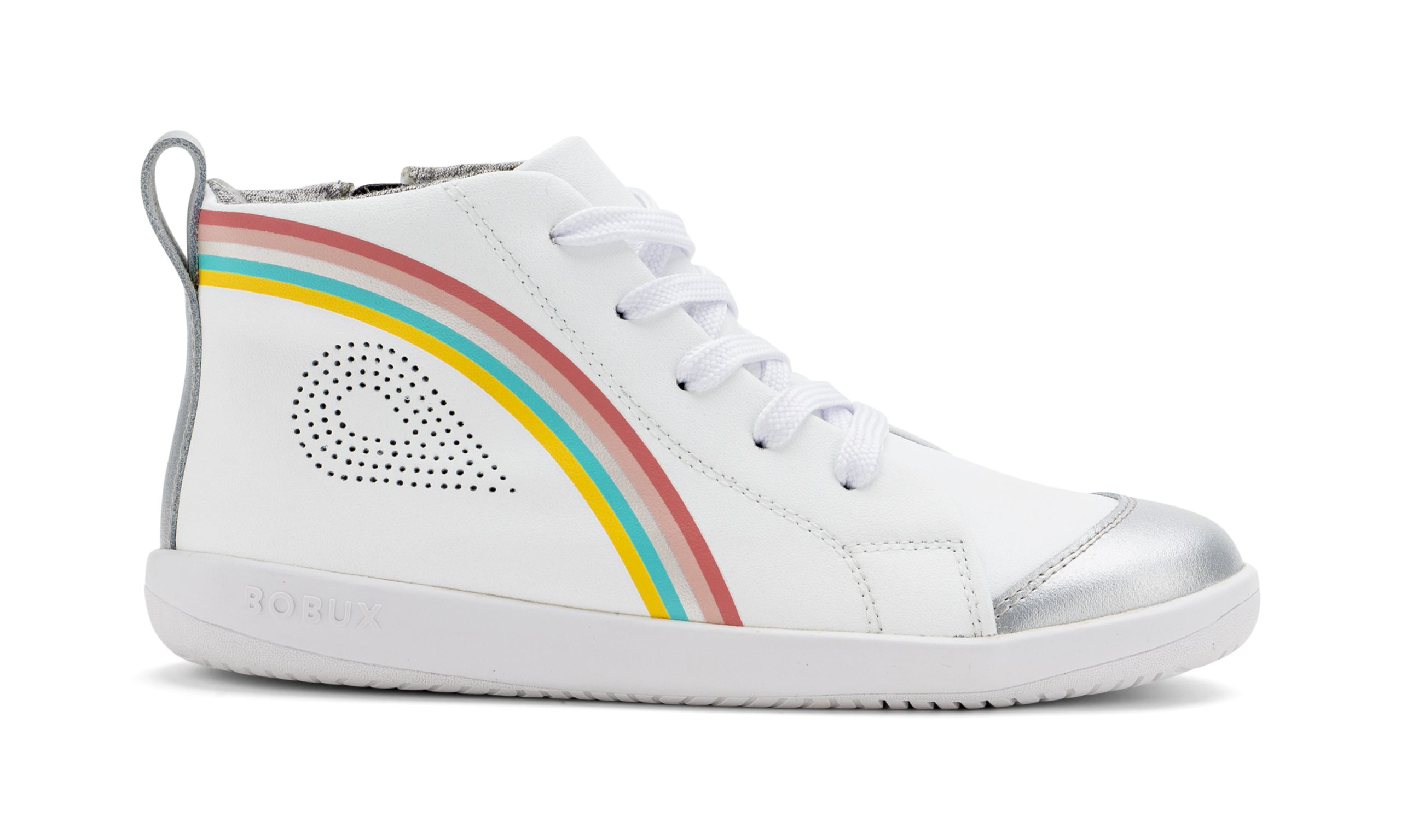 Buty dziecięce Bobux Alley-Oop White + Silver + Rainbow 731511