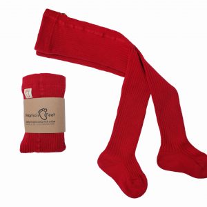 Rajstopy dziecięce Mama’s feet Czerwone prążkowane