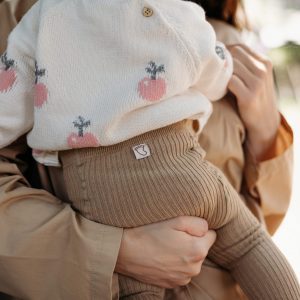 Rajstopy dziecięce Mama’s feet Beżowe prążkowane