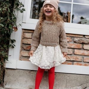 Rajstopy dziecięce Mama’s feet Czerwone prążkowane