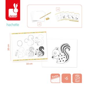 Janod Zestaw kreatywny Rysowanie krok po kroku Zwierzęta 20 rysunków 6+