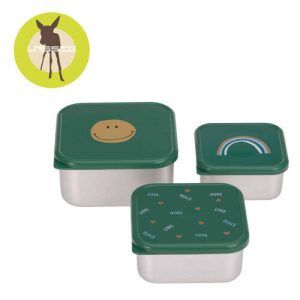 Lassig Pojemnik na przekąski snackbox ze stali nierdzewnej 3 szt. Happy Rascals Smile green