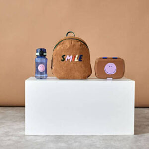 Lassig Zestaw na lunch Lunchbox + Tritanowa butelka - bidon 460 ml Little Gang Smile caramel/blue