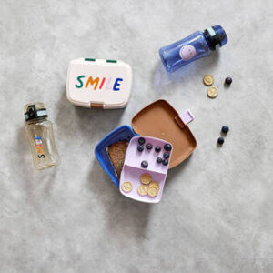 Lassig Zestaw na lunch Lunchbox + Tritanowa butelka - bidon 460 ml Little Gang Smile caramel/blue
