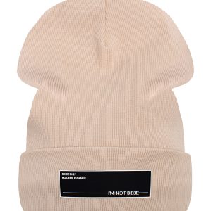 Czapka z kominem I’M NOT BEBE z ociepleniem Beż