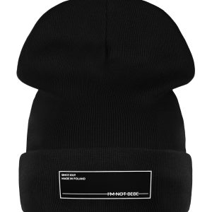 Czapka z kominem I’M NOT BEBE z ociepleniem Czarny