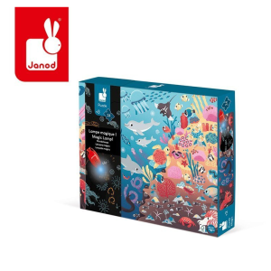Janod Świecące puzzle z mini-lampką UV Ocean 24 elementy 3+