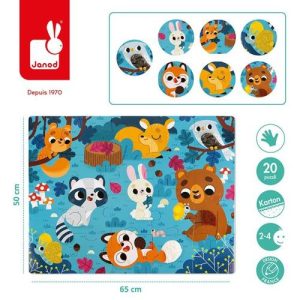 Janod Puzzle sensoryczne 20 elementów Leśne zwierzęta