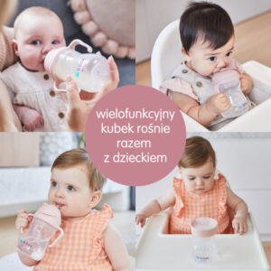 B.box Kubek do nauki picia dla dziecka – zestaw 4w1 240 ml Blush