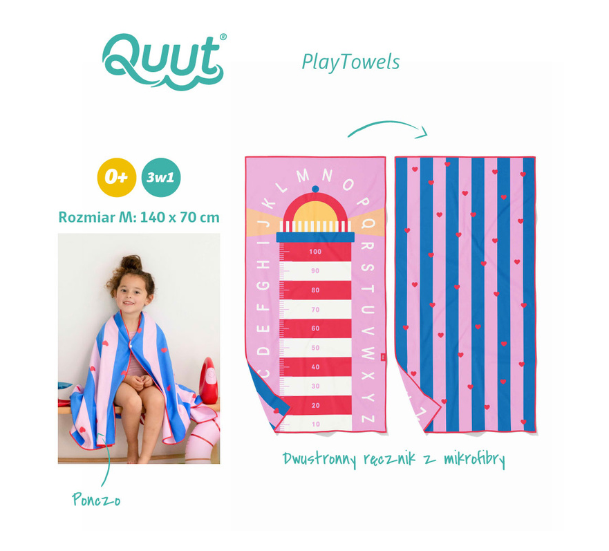 Quut Dwustronny ręcznik plażowy PlayTowels M (140 x 70cm) Lighthouse