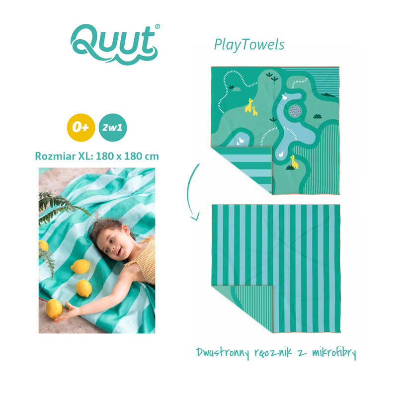 QUUT Dwustronny ręcznik plażowy PlayTowels XL (180 x 180cm) Safari