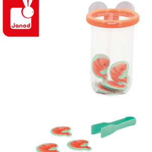 Janod Łapacz krewetek do kąpieli kosz z przyssawkami i 12 krewetkami 2+