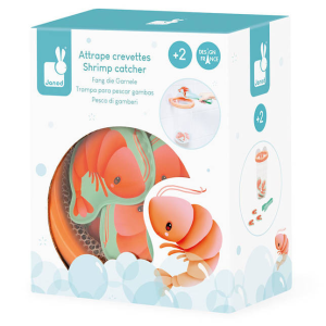 Janod Łapacz krewetek do kąpieli kosz z przyssawkami i 12 krewetkami 2+