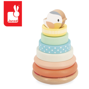 Janod Układanka piramida drewniana Gniazdko Pure 12 m+