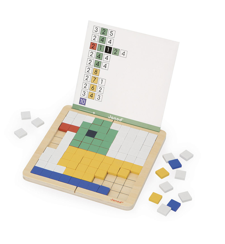 Janod Drewniana układanka mozaika piksele Symetria i kodowanie 4w1 5+ - obrazek 3