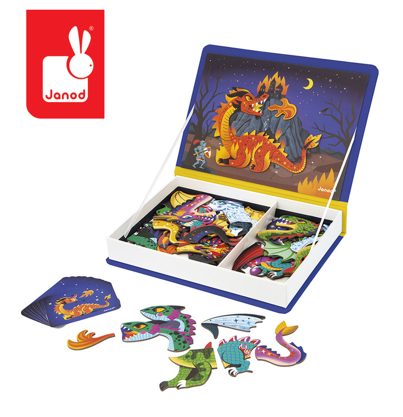 Janod Magnetyczna układanka Smoki Magnetibook 3-8 lat