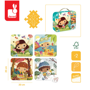 Janod Puzzle progresywne w walizce Pory roku 4 układanki – 6, 9, 12 i 16 elementów 2+