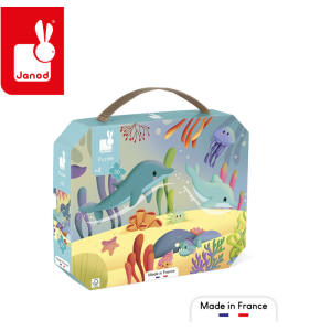 Janod Puzzle panoramiczne w walizce Morskie stworzenia 36 elementów 4+ Made in France