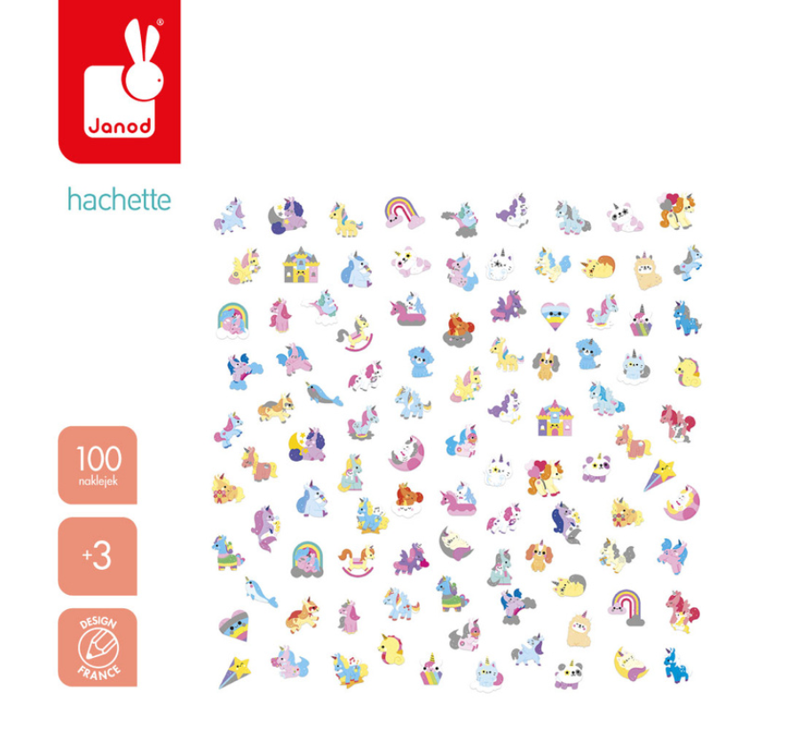 Janod Naklejki 100 szt. Jednorożce 3+ - obrazek 2