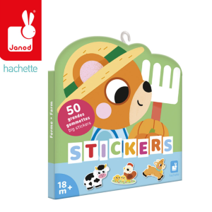 Janod Duże naklejki 50 szt. Farma 18m+