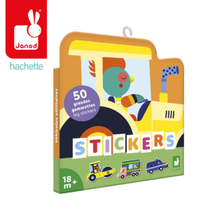 Janod Duże naklejki 50 szt. Pojazdy 18m+