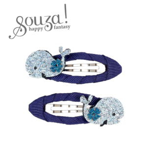 Souza! Spinki do włosów owinięte wstążką z brokatowymi wielorybami Verle 2 szt.