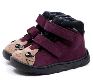 Trzewiki dziecięce MRUGAŁA NEKO Barefoot Kitty Lila Plum Membrana Te-Por