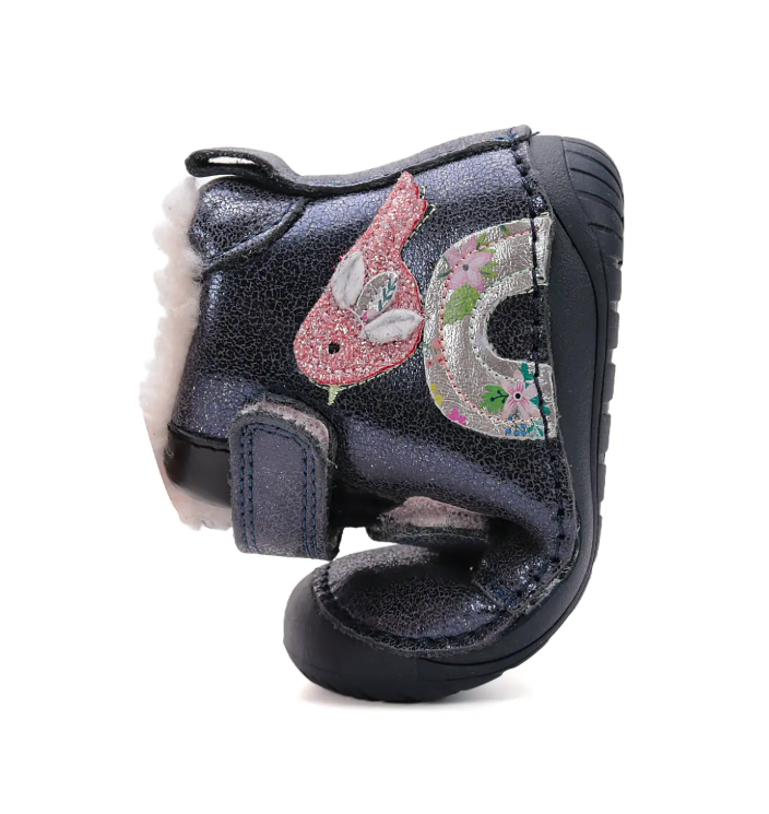 Trzewiki zimowe ocieplane D.D.Step barefoot W070-52624 Royal Blue
