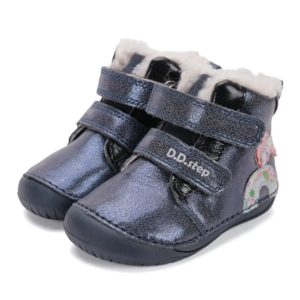 Trzewiki zimowe ocieplane D.D.Step barefoot W070-52624 Royal Blue