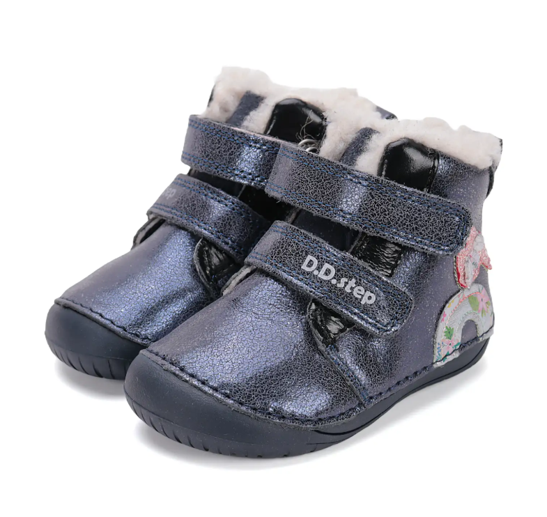 Trzewiki zimowe ocieplane D.D.Step barefoot W070-52624 Royal Blue