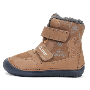 Trzewiki zimowe D.D.Step barefoot W063-52130A Chocolate – świecące w ciemności, ocieplane