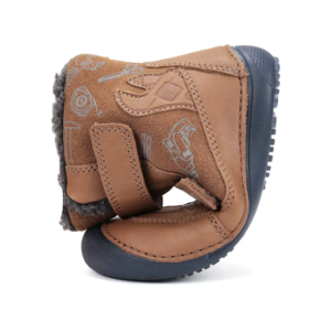 Trzewiki zimowe D.D.Step barefoot W063-52130A Chocolate – świecące w ciemności, ocieplane