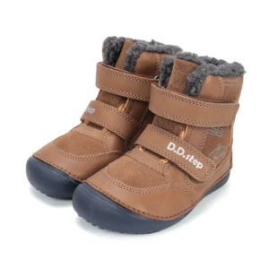 Trzewiki zimowe D.D.Step barefoot W063-52130A Chocolate – świecące w ciemności, ocieplane
