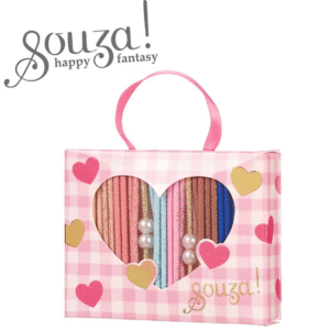 Souza! Gumki do włosów z perełkami w różowym pudełeczku Lente 24 szt.