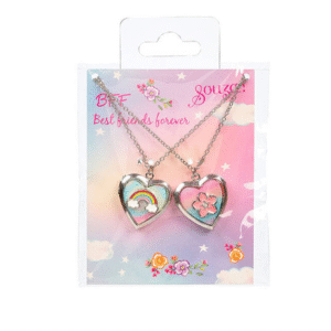 Souza! Naszyjniki przyjaźni dla dziewczynki 2 szt. BFF Serce tęcza i kwiatek