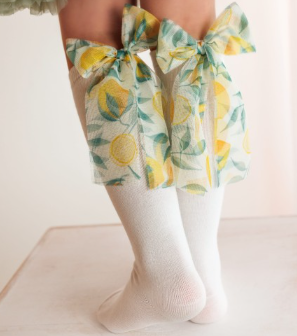 Podkolanówki Mama's Feet Candy Bow Białe z cytrynką - obrazek 2