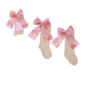 Podkolanówki Mama's Feet Candy Bow Beżowe z truskawką