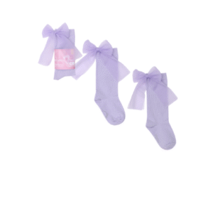 Podkolanówki Mama's Feet Candy Bow Lawendowe gładkie