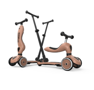 SCOOTANDRIDE Highwaykick 1 Push and Go 2w1 Jeździk i hulajnoga z rączką do prowadzenia 1-5 lat Mocha