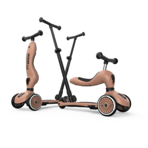 SCOOTANDRIDE Highwaykick 1 Push and Go 2w1 Jeździk i hulajnoga z rączką do prowadzenia 1-5 lat Mocha