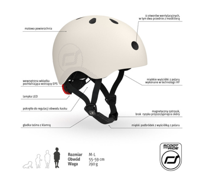 Scoot and Ride Kask M-L Ash