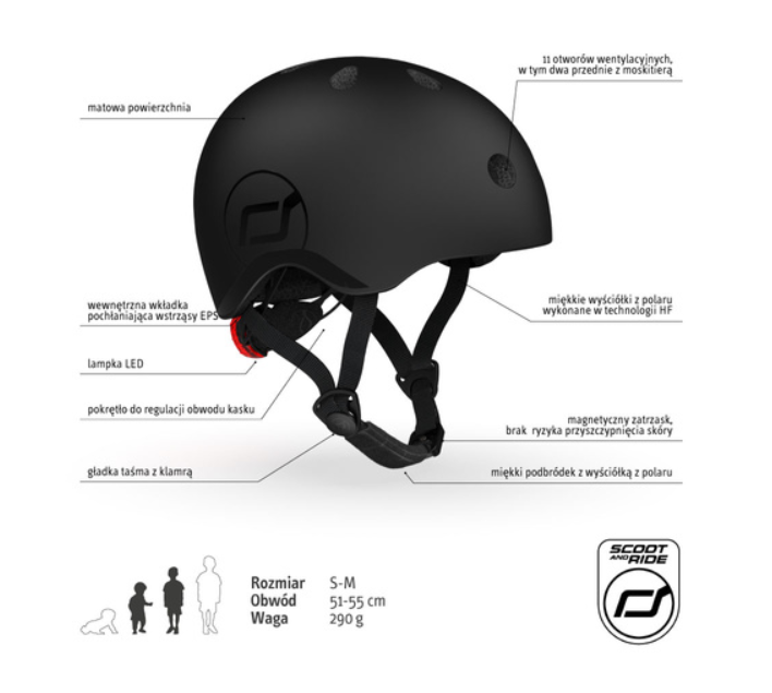 Scoot and Ride Kask S-M Czarny