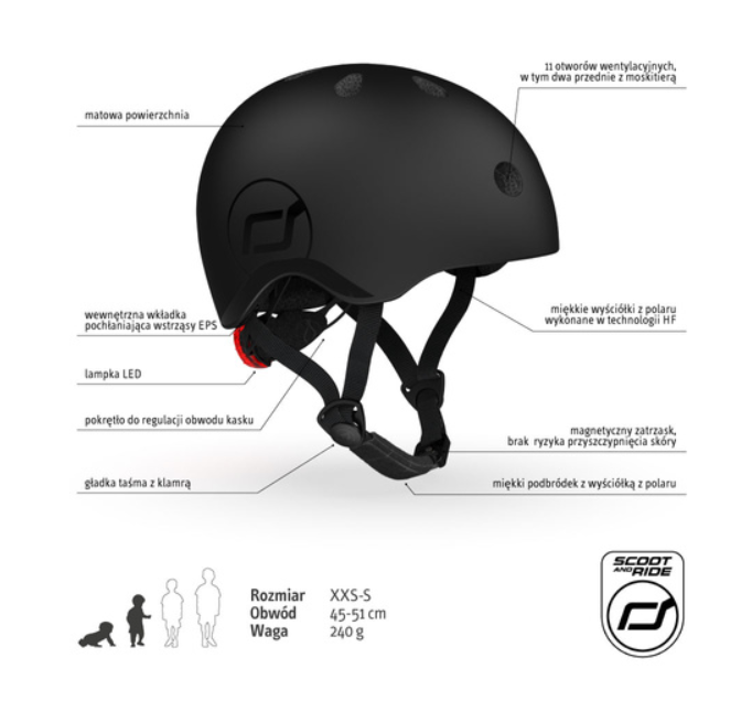 Scoot and Ride Kask XXS-S Czarny