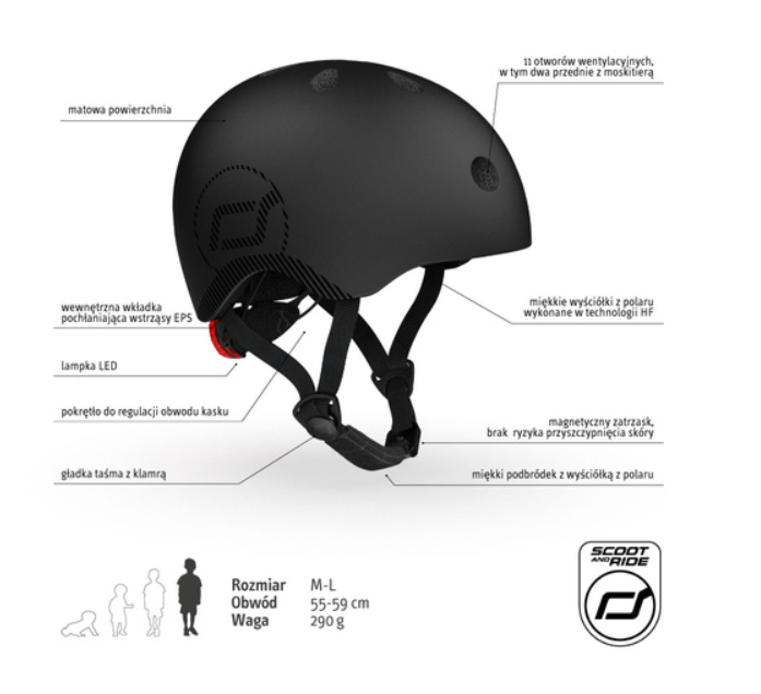 Scoot and Ride Kask M-L Czarny