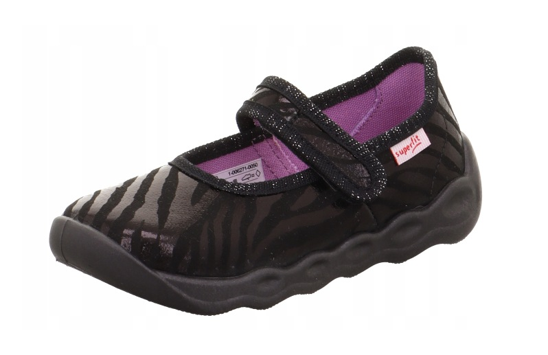 Kapcie Superfit Bubble 1-006271-0050 Czarne z motywem zebry