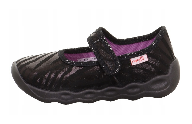 Kapcie Superfit Bubble 1-006271-0050 Czarne z motywem zebry