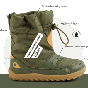 Śniegowce wodoodporne Bobux Paden Arctic Bronze Green 743003